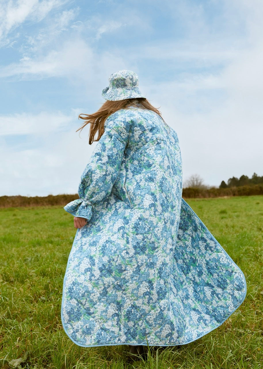 Veste longue matelassé fleurie