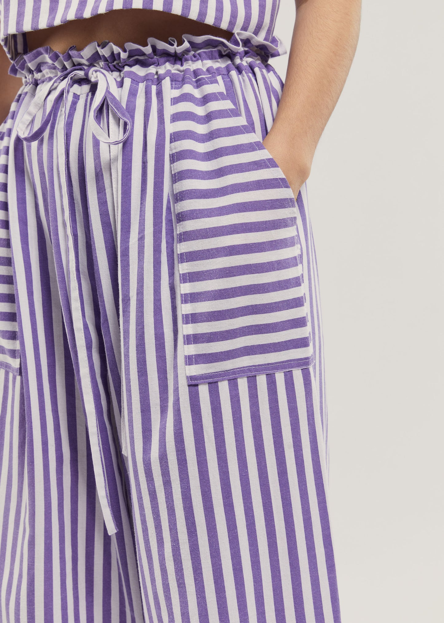 Pantalon loose rayure violette