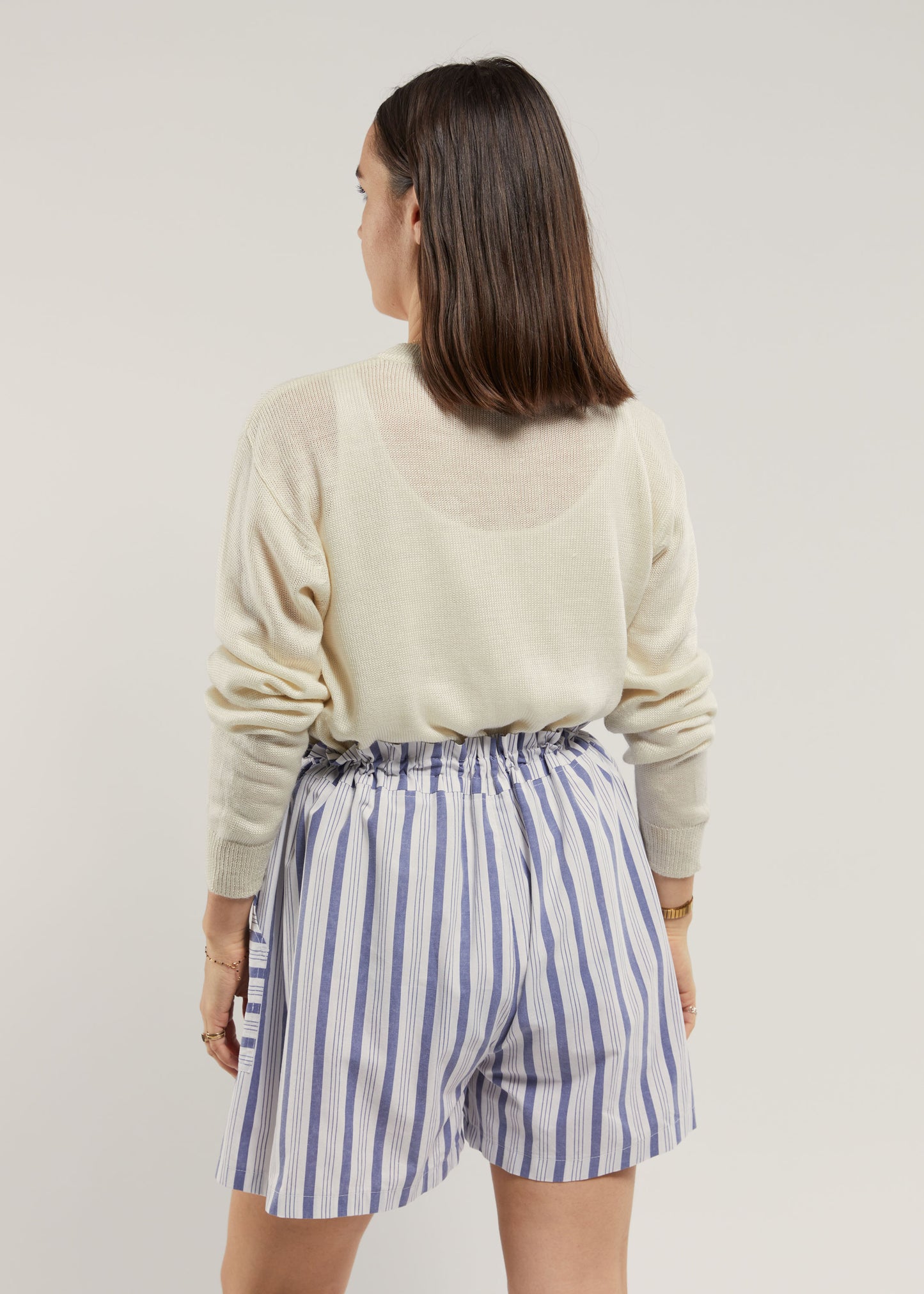 Short loose à rayures bleu